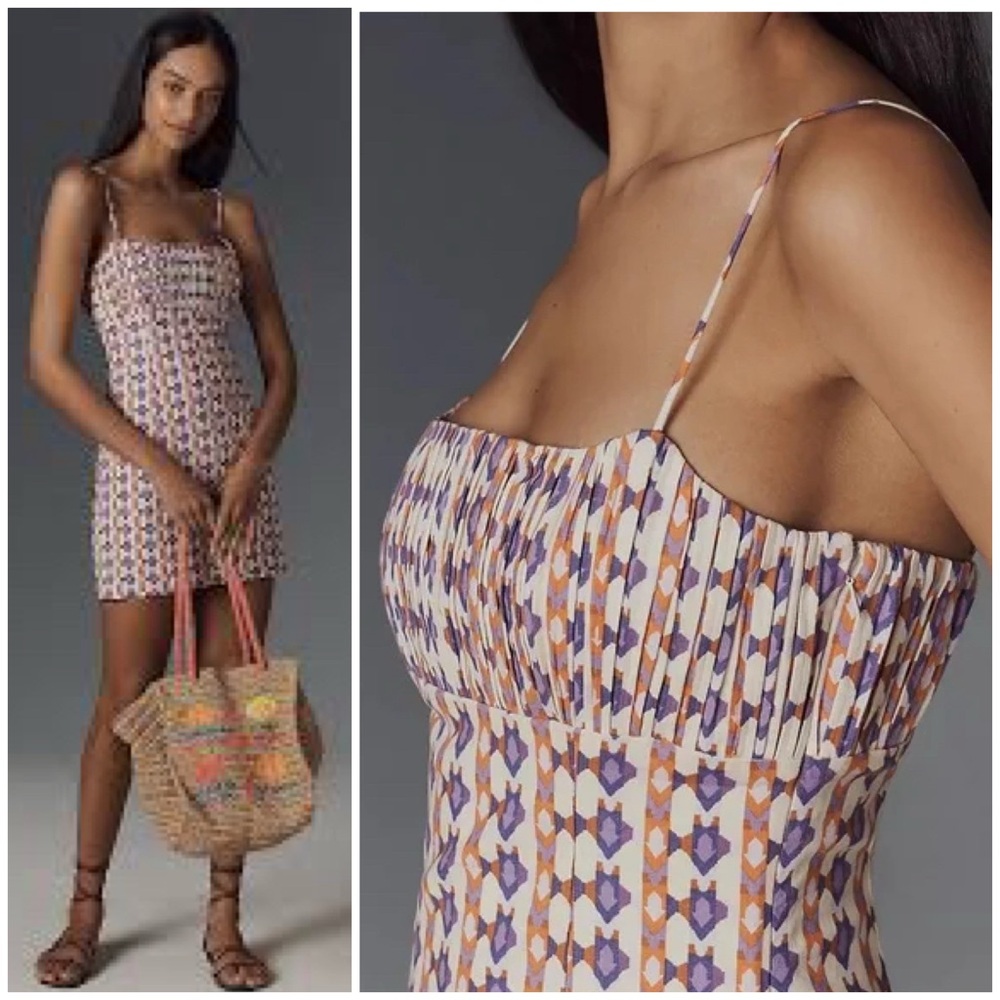 Anthropologie Maeve Ophelia Sleeveless Linen Blend Slim Mini Dress Size 10 NWT - Picture 2 of 11